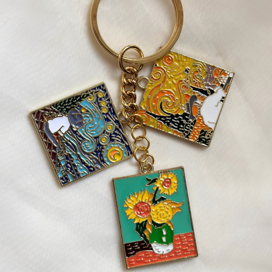 Art themed Keychain Set of 3 Charms - The Van Gogh Collection