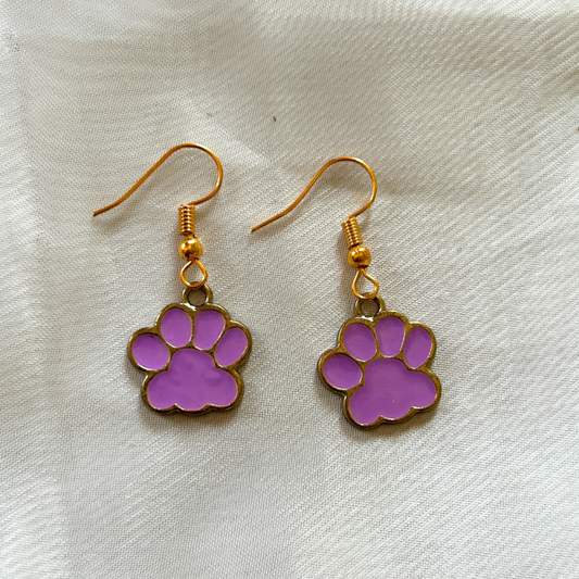 Paw Earrings - Purple