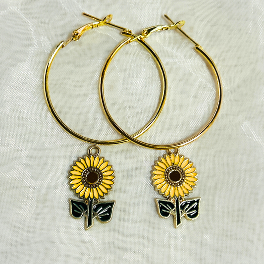 Sunflower Hoop Earrings