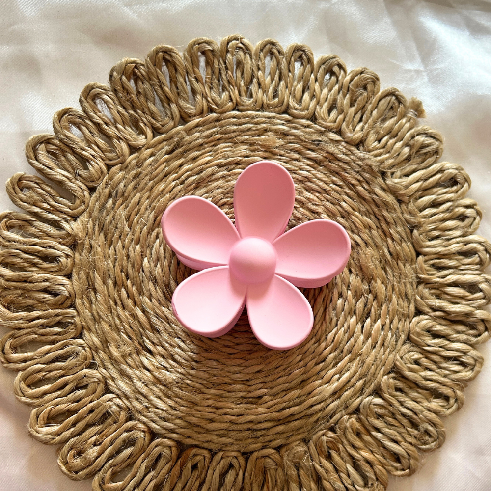 Pink Flower Claw Clip - Medium