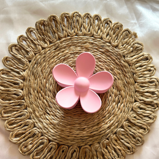 Pink Flower Claw Clip - Medium