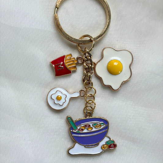 Ramen Keychain Set of 4 Charms - Food and Drink themed Keychains