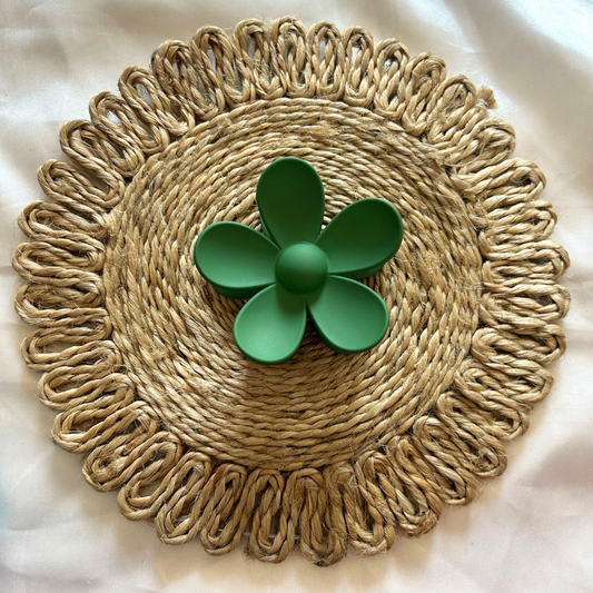 Green Flower Claw Clip - Medium