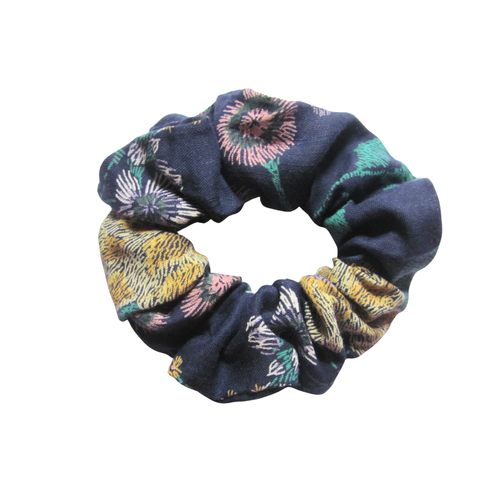 Blue Floral Prints Scrunchie