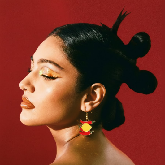 Nimbu Mirchi Earrings - Red