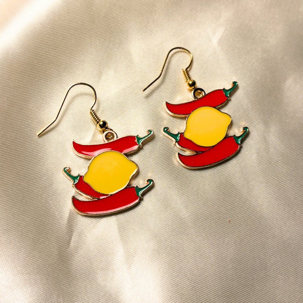 Nimbu Mirchi Earrings - Red