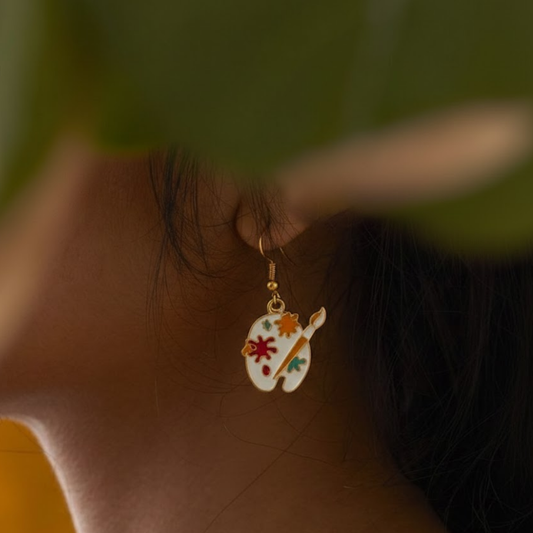 Paint Palette Earrings - White