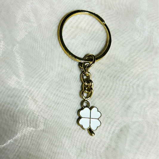 White Clover Leaf Keychain