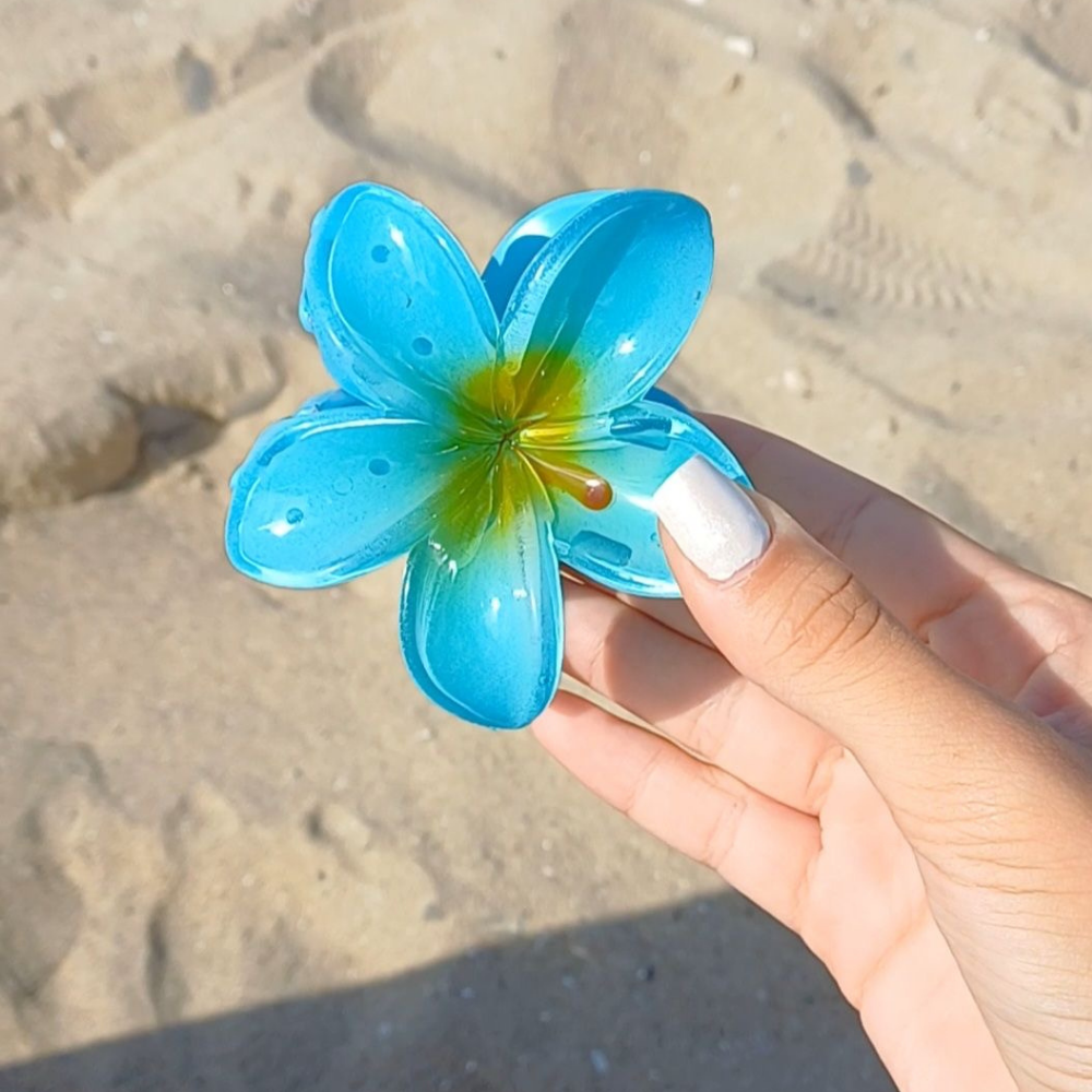 Deep Blue Flower Claw Clip - Medium