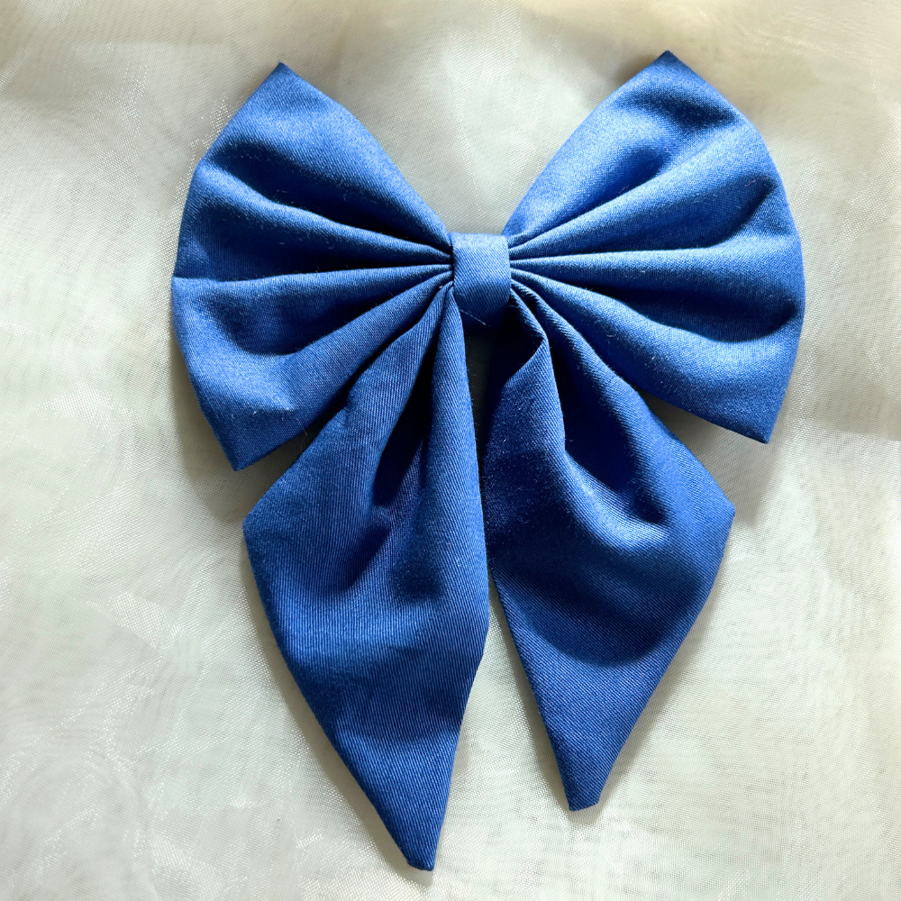 Blue Pigtail Bow