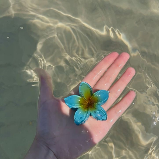 Deep Blue Flower Claw Clip - Medium