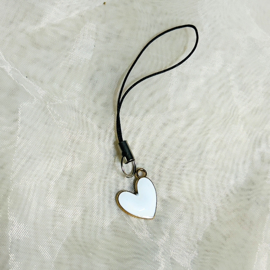 White Heart Phone Charm