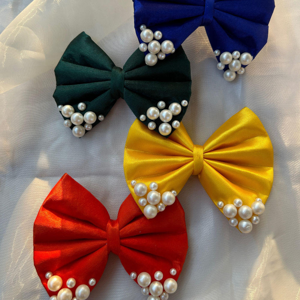 Blue Pearl Hair Bow