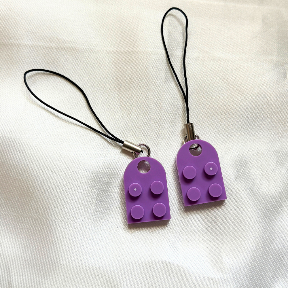 Lego Heart Couple Keychain - Set of 2 Keychains  (Purple)