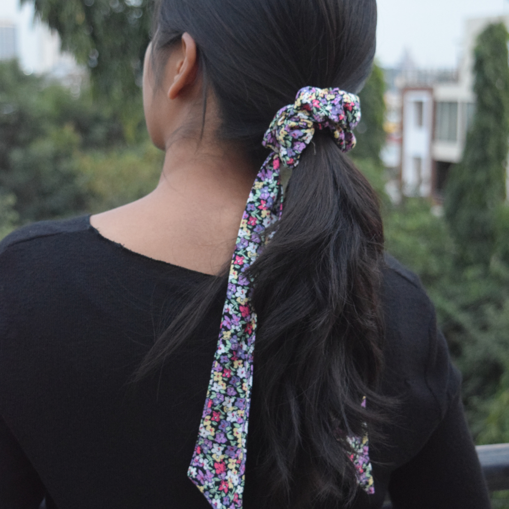 Floral Scarf Scrunchie  / Tail Scrunchie / Bowknot Scrunchie