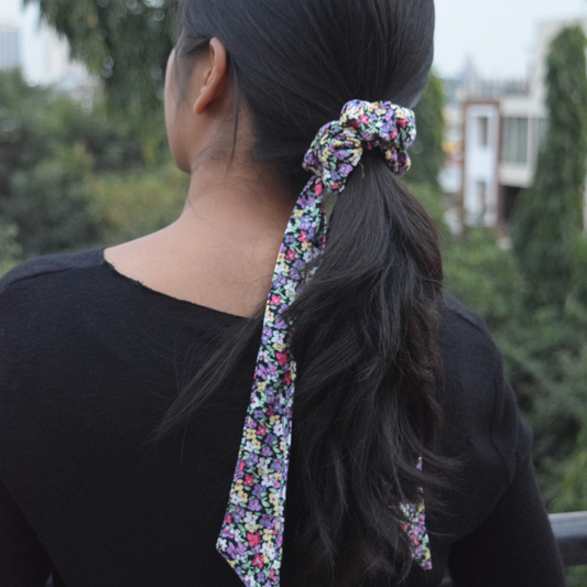 Floral Scarf Scrunchie  / Tail Scrunchie / Bowknot Scrunchie