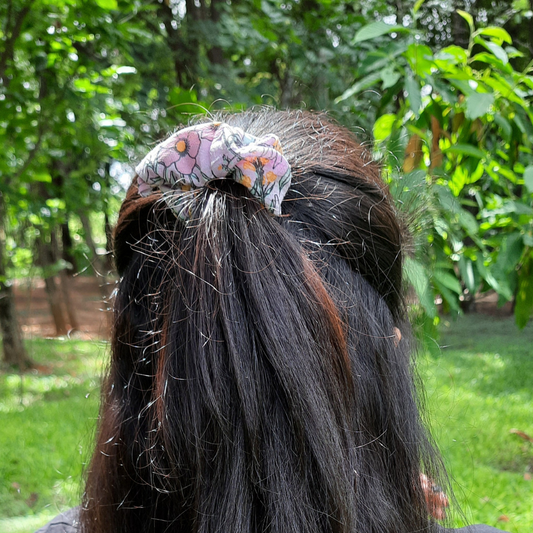 Lilac Floral Print Scrunchie
