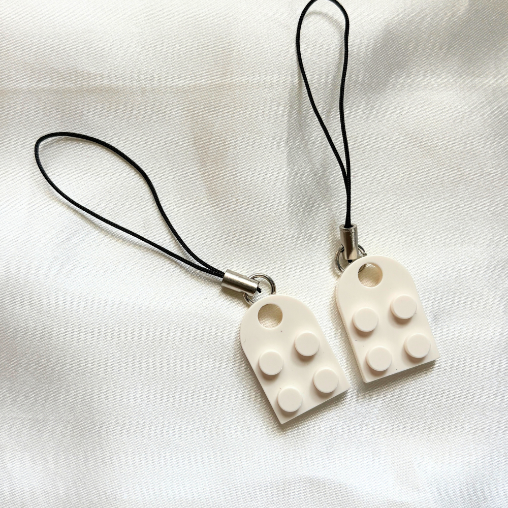 Lego Heart Couple Keychain - Set of 2 Keychains  (White)