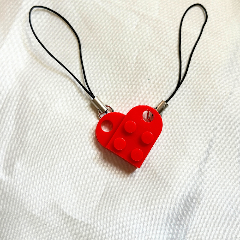 Lego Heart Couple Keychain - Set of 2 Keychains  (Red)