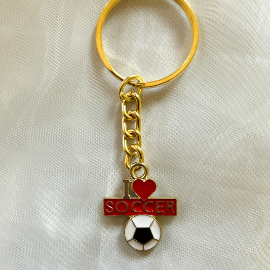 I Love Soccer Keychain
