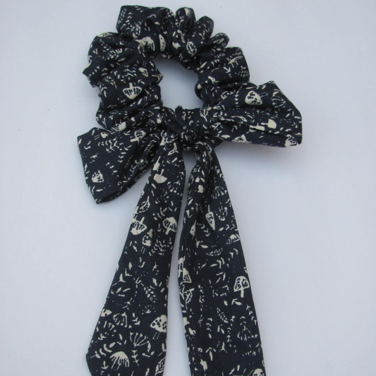 Mushroom Print Scarf Scrunchie  / Tail Scrunchie / Bowknot Scrunchie