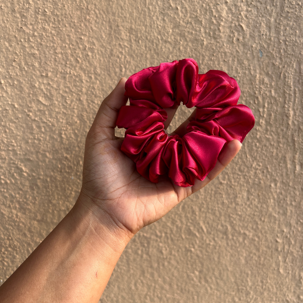 Christmas - Light Maroon Satin Scrunchie