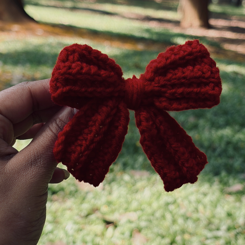 Bow Crochet Clip - Maroon