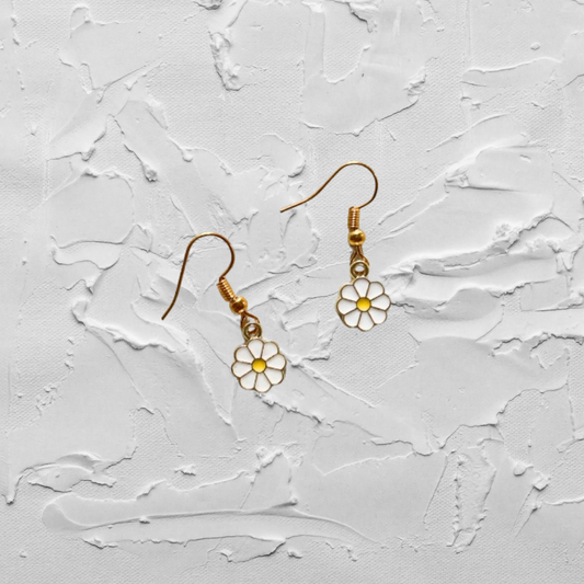 White Daises Earrings