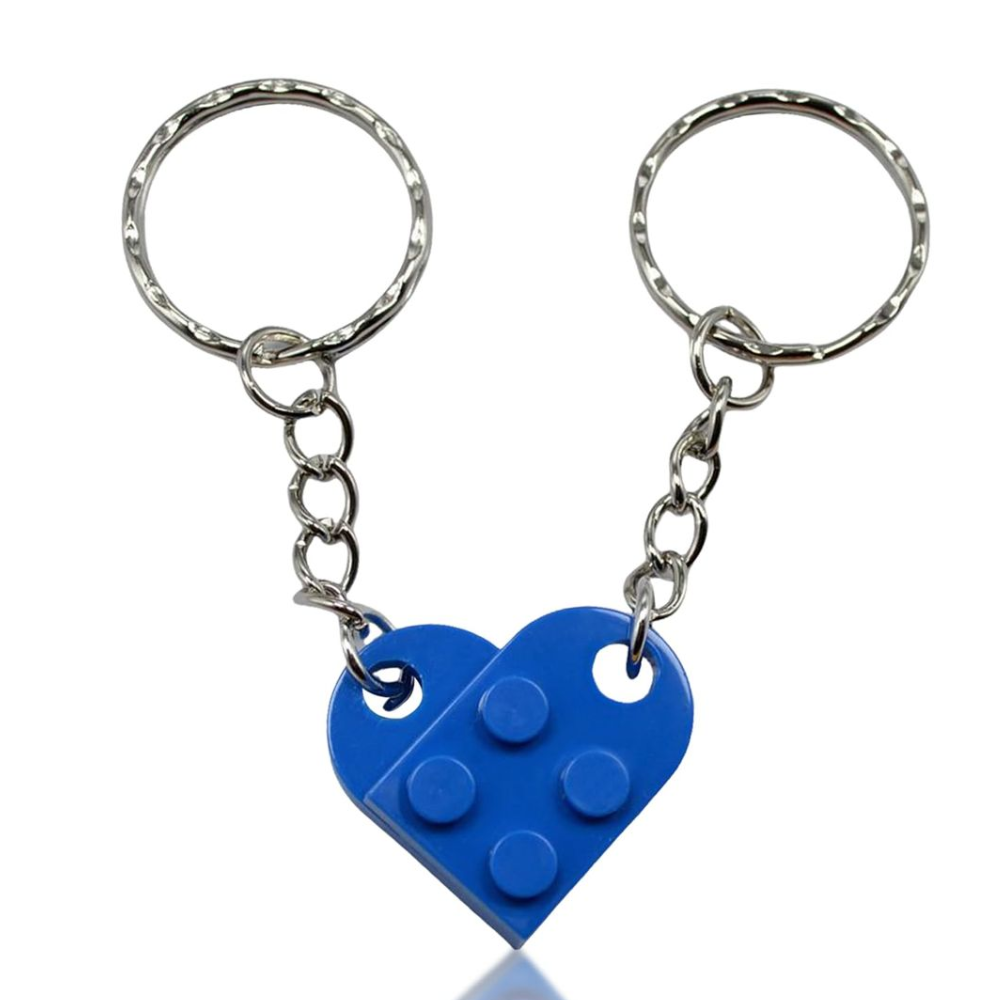 Lego Heart Couple Keychain - Set of 2 Keychains  (Dark Blue)