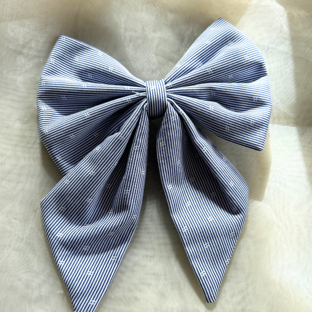 Blue  Pigtail Bow