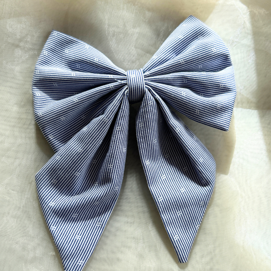 Blue  Pigtail Bow