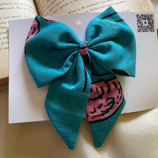 Flamingo -  Pigtail Bow