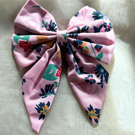 Pink Prints Pigtail Bow