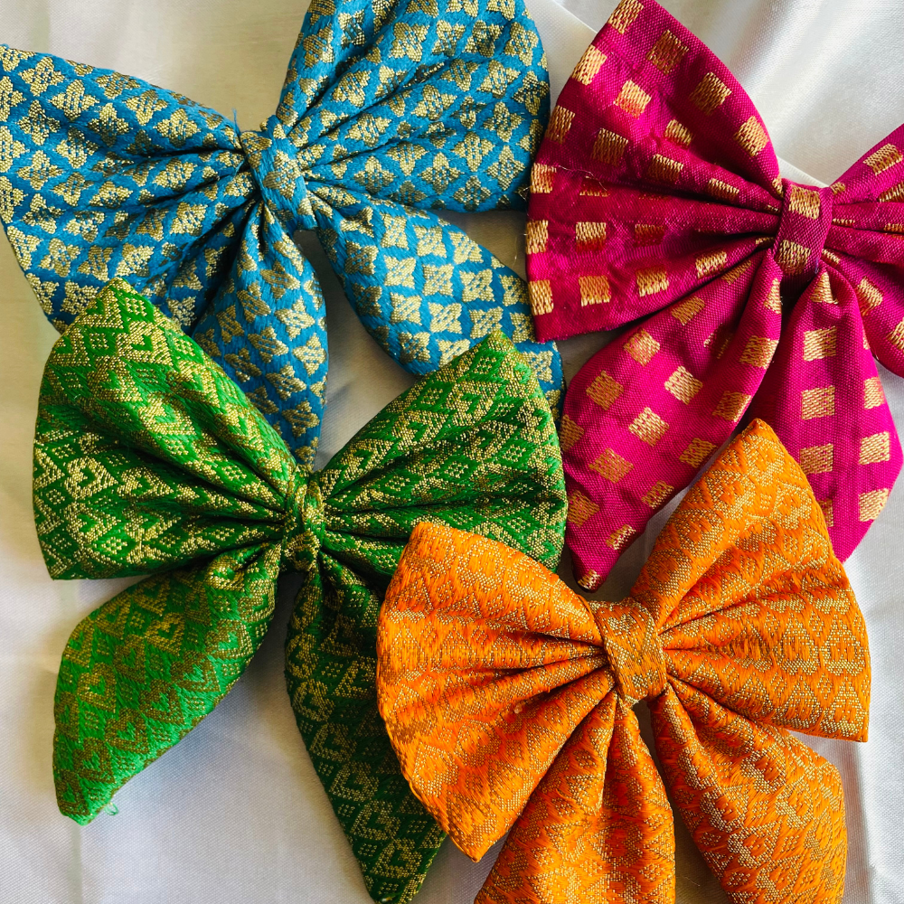 Yellow Ethnic Print -  Pigtail Bow