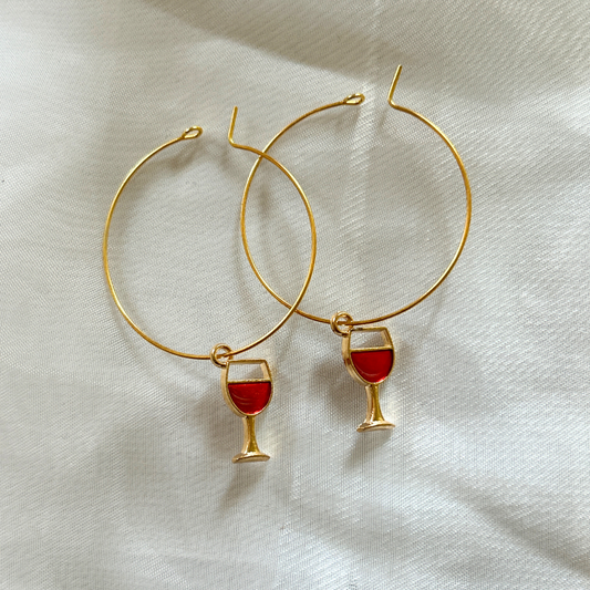Wine Hoop Earrings