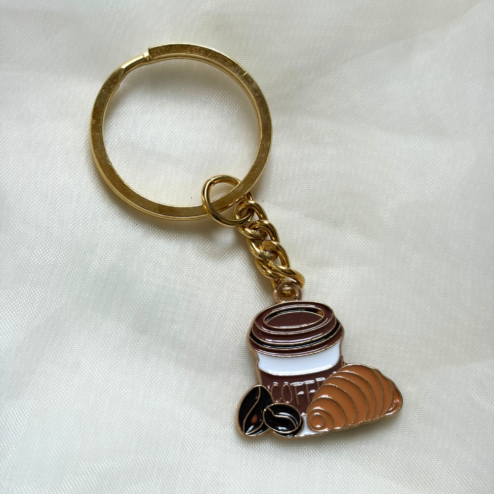 Coffee and Croissant Keychain - The Coffee Shop Collection
