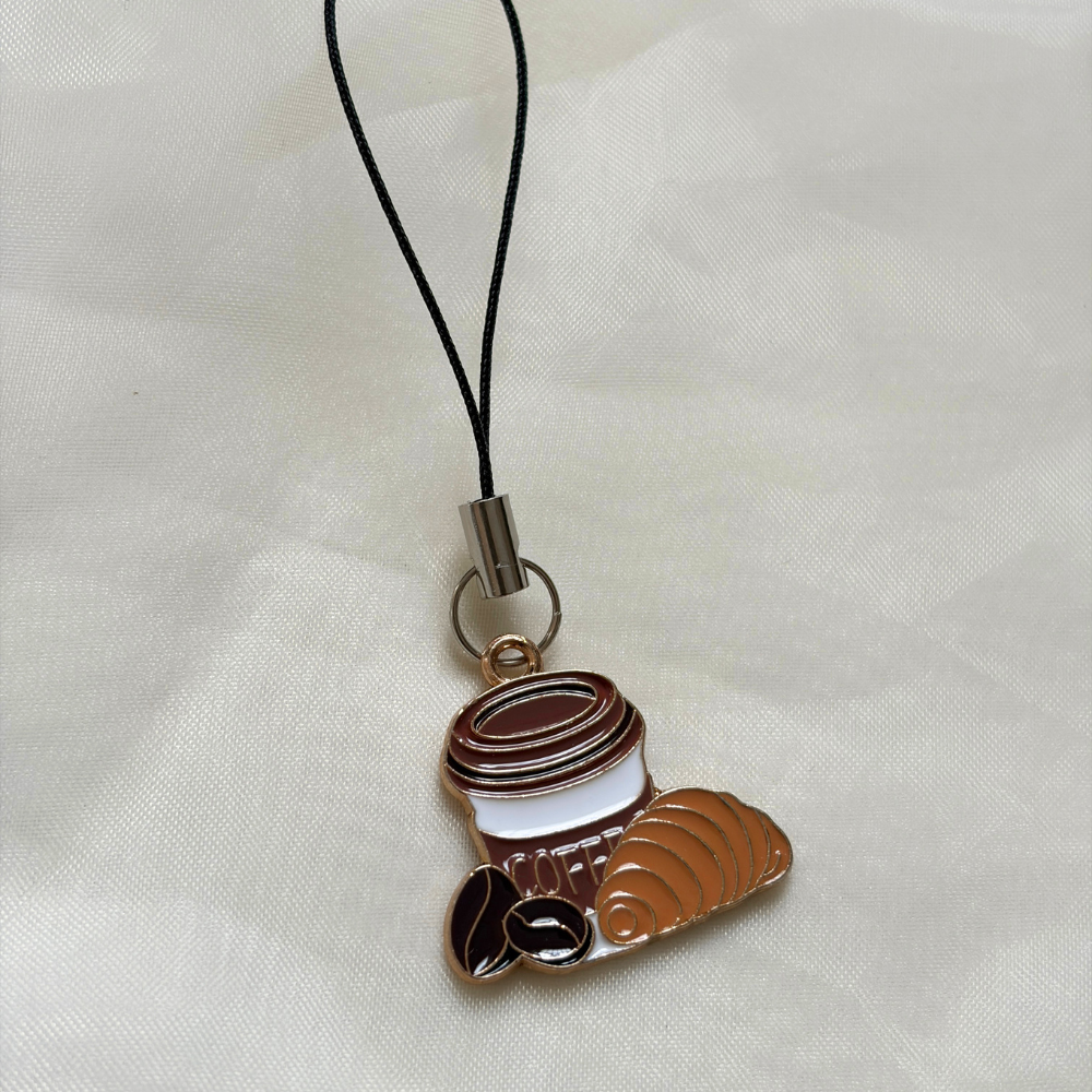 Coffee and Croissant  Phone Charm - The Coffee Shop Collection