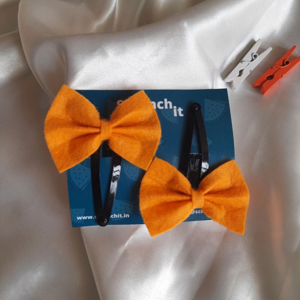 Orange Felt Micro Bow
