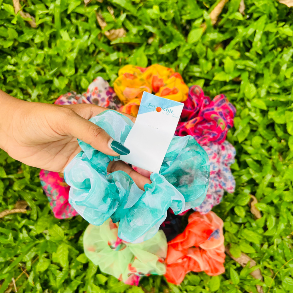 Red Tie Dye Organza Scrunchie