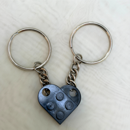 Lego Heart Couple Keychain - Set of 2 Keychains  (Black)