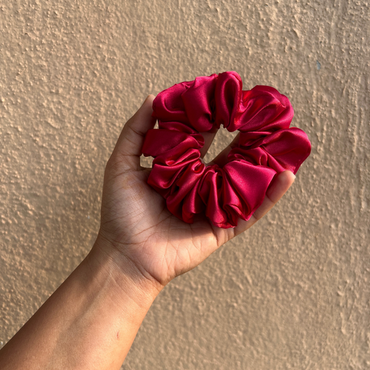 Gulabo - Dark Maroon Satin Scrunchie
