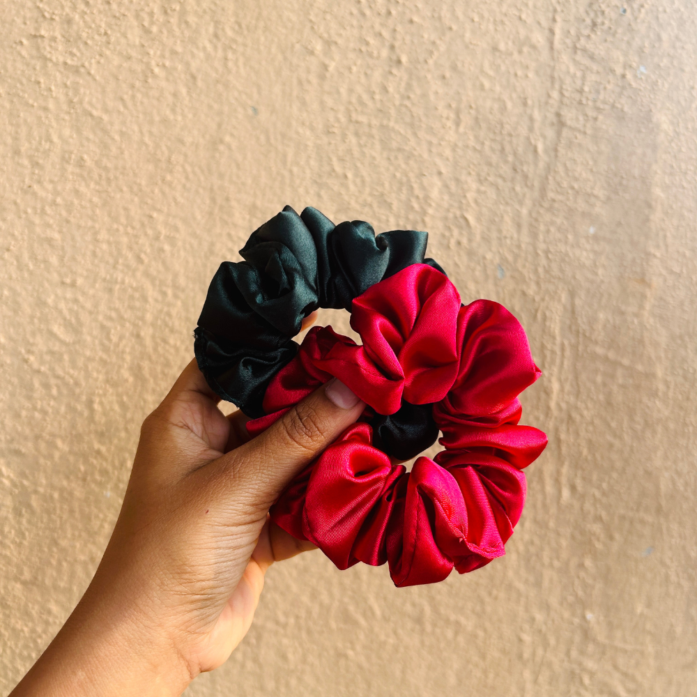 Christmas - Light Maroon Satin Scrunchie