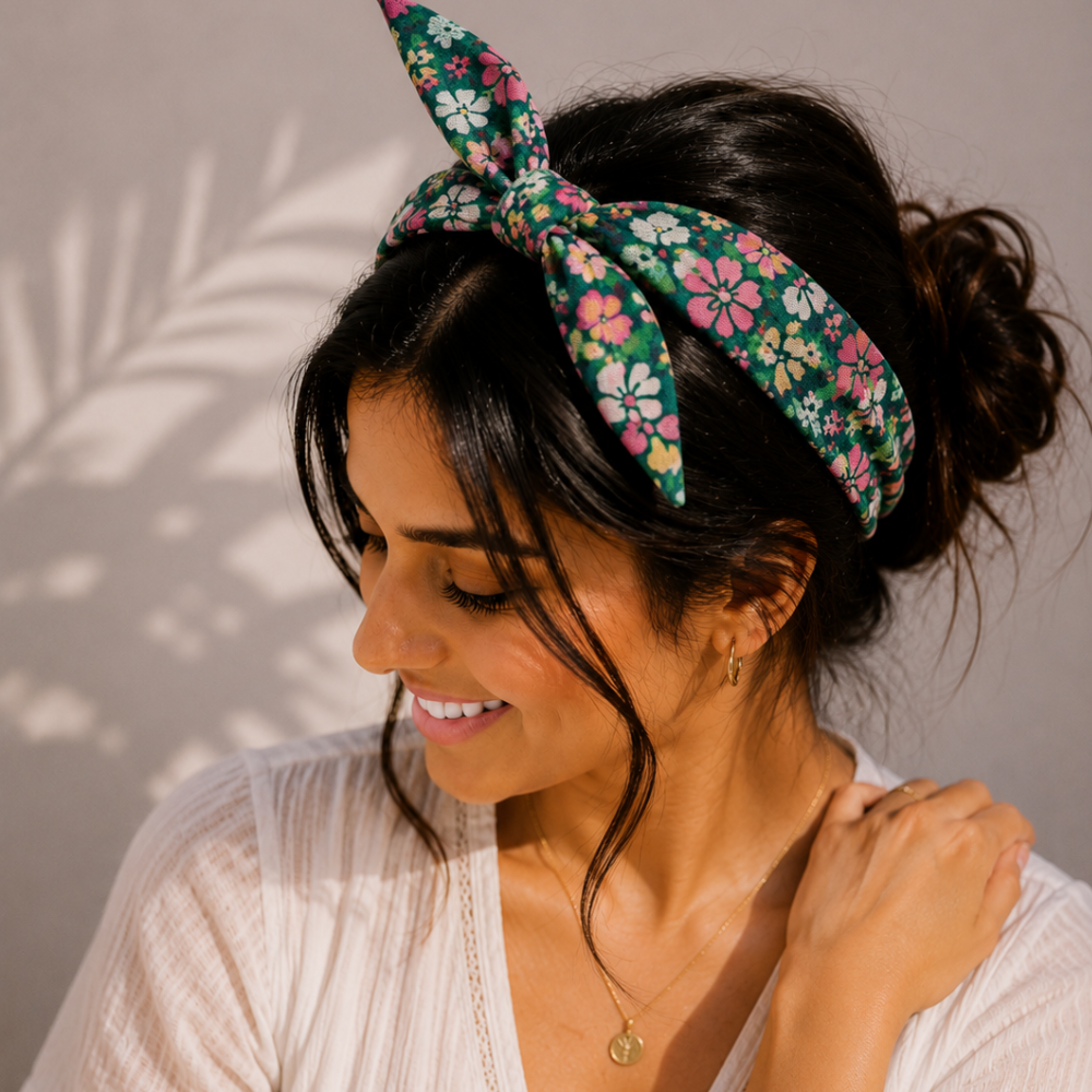 Green Floral Prints TIY Headband