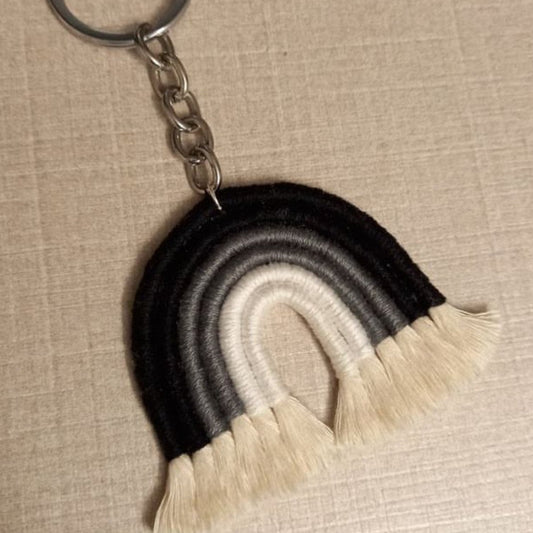 Macrame Black & White Keychain