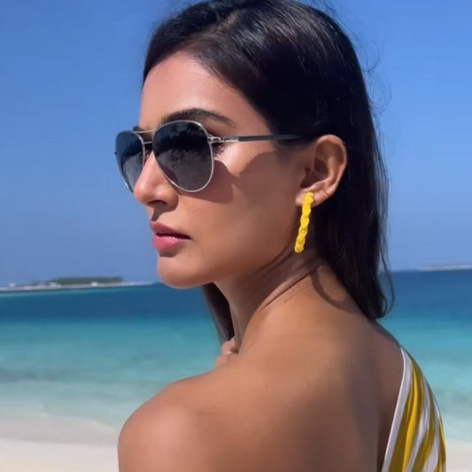 Yellow Twisted Hoops