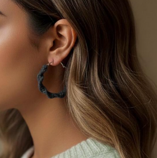 Black Twisted Hoops