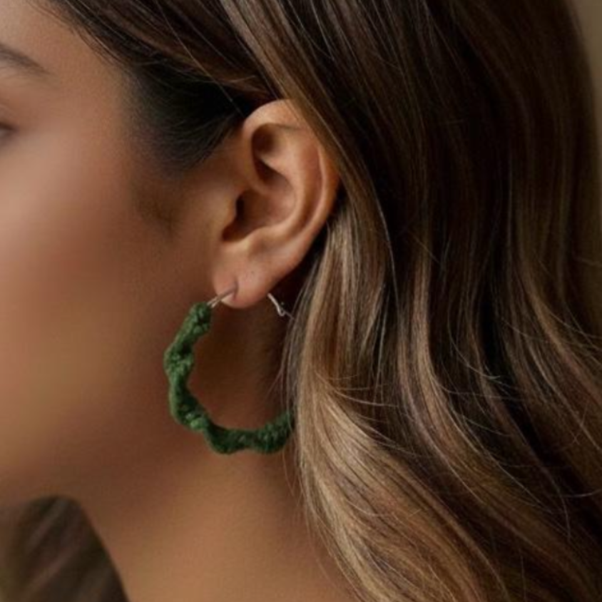 Olive Green Twisted Hoops