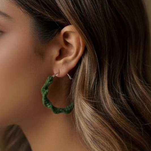Olive Green Twisted Hoops