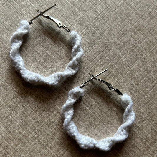 White Twisted Hoops